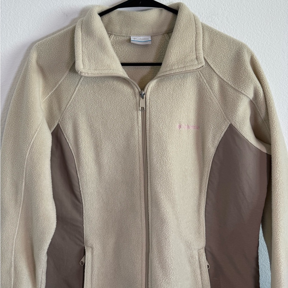 Columbia Women’s Beige Textured Zip Up‎ Jacket Size Large - Picture 2 of 11